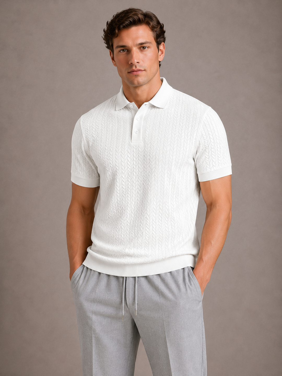 Polo Célian | Polo Manche Longue Homme, Texture Tissée & Coupe Regular 0