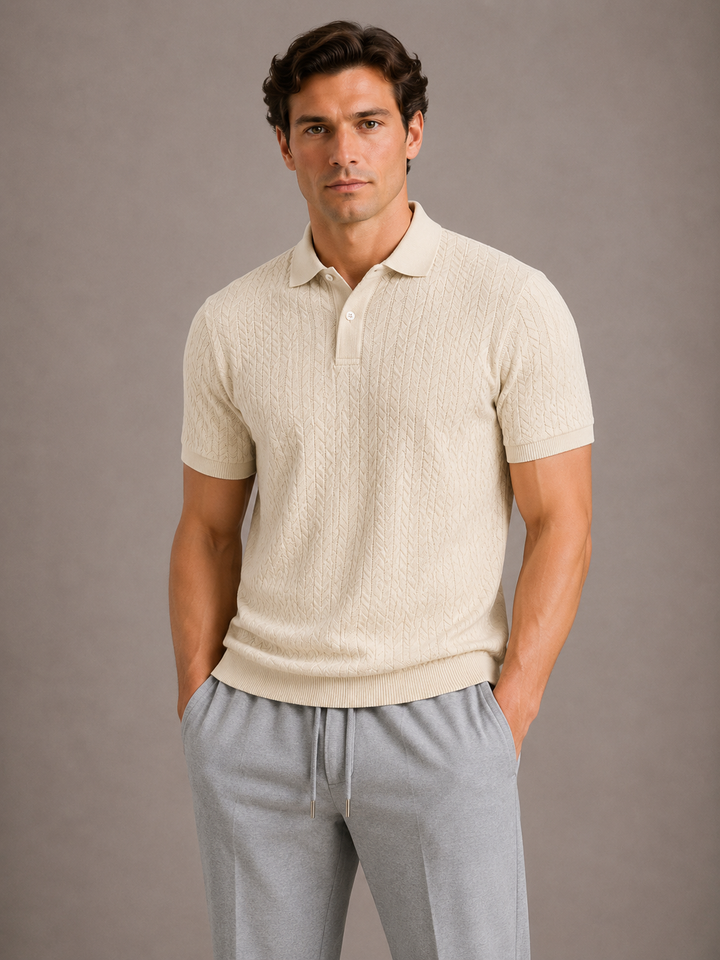 Polo Célian | Polo Manche Longue Homme, Texture Tissée & Coupe Regular 4