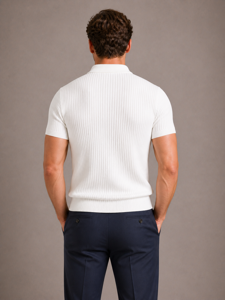 Polo Celvin | Zip au col, coupe ajustée pour homme, texture côtelée 1