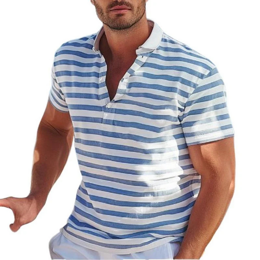 Polo Homme Romain | Rayures Marines, Coupe Ajustée 1