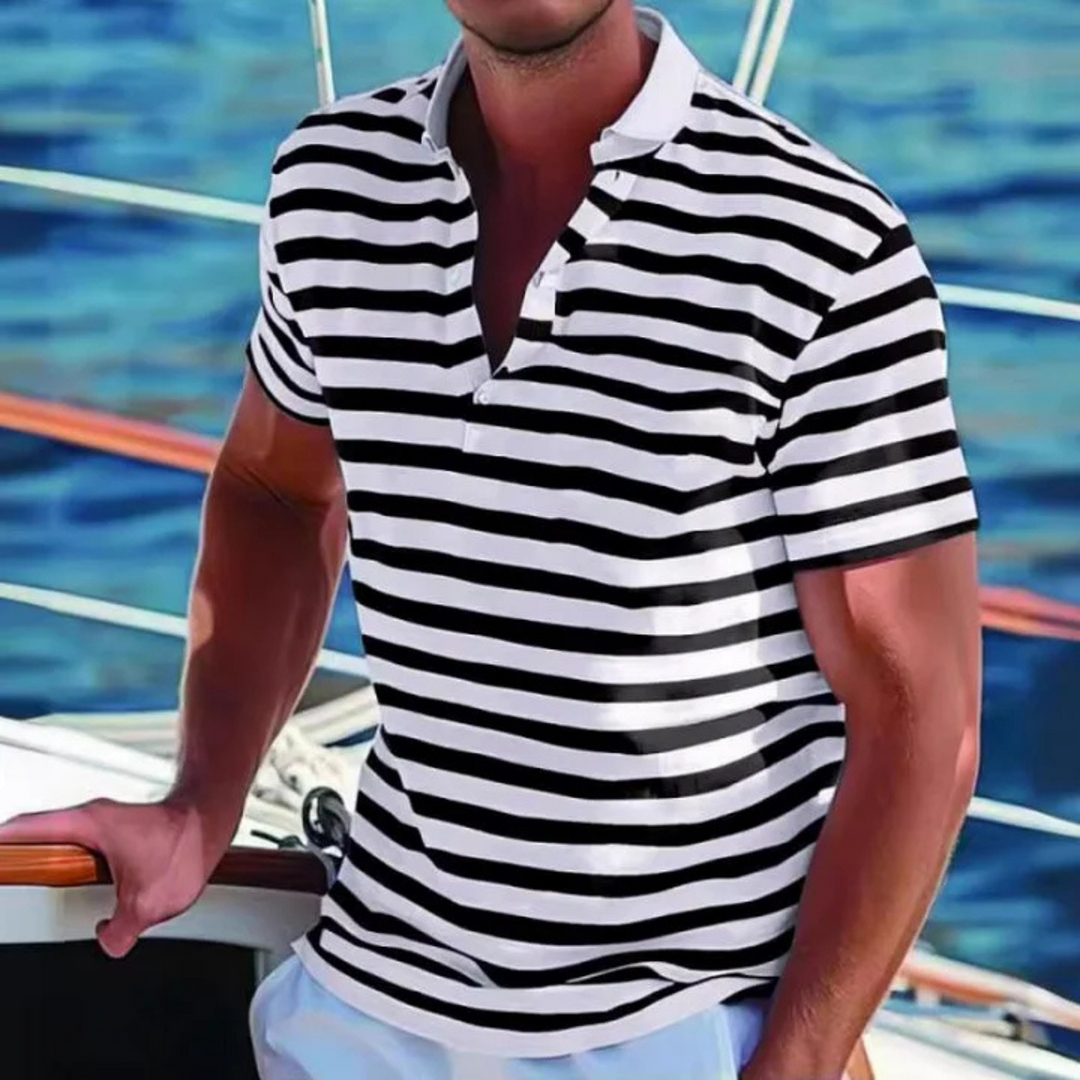 Polo Homme Romain | Rayures Marines, Coupe Ajustée 2