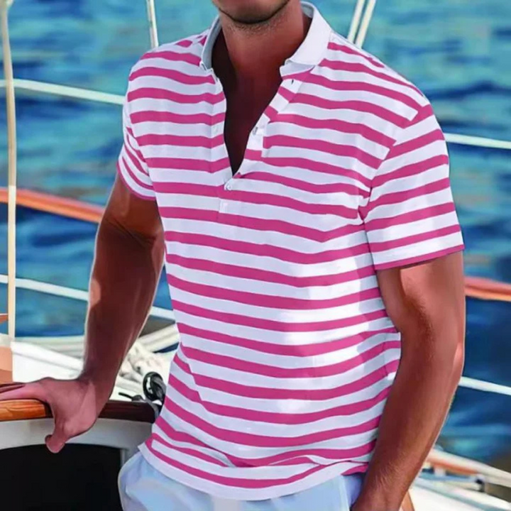 Polo Homme Romain | Rayures Marines, Coupe Ajustée 3
