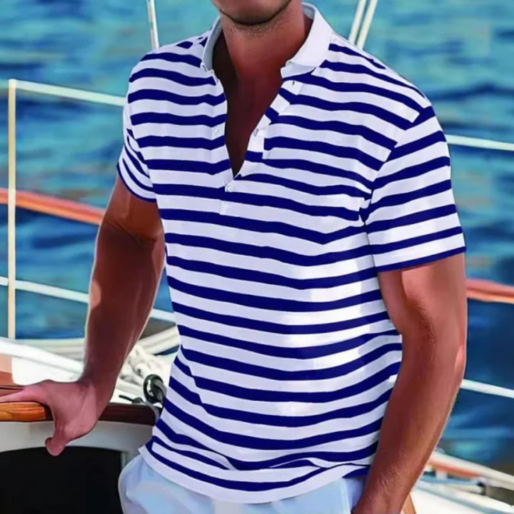 Polo Homme Romain | Rayures Marines, Coupe Ajustée 4