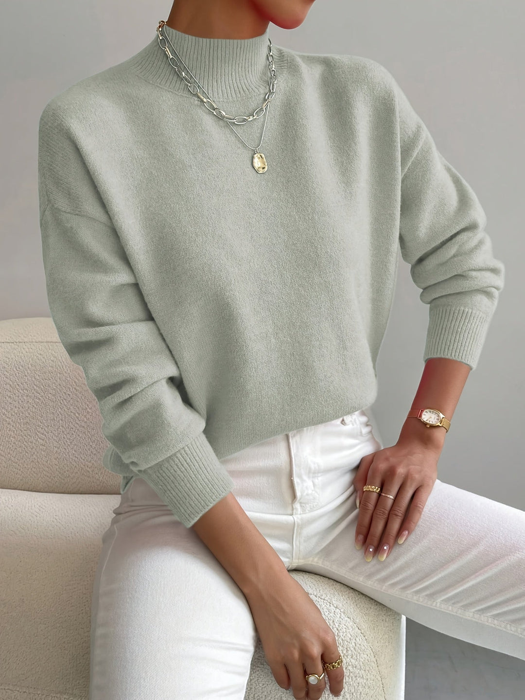 Pull Élise Femme | Maille Douce, Col Rond Montant 0