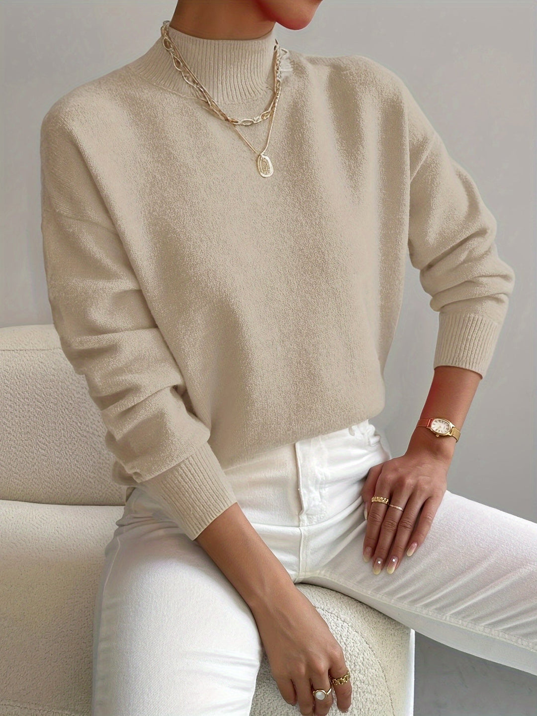 Pull Élise Femme | Maille Douce, Col Rond Montant 4