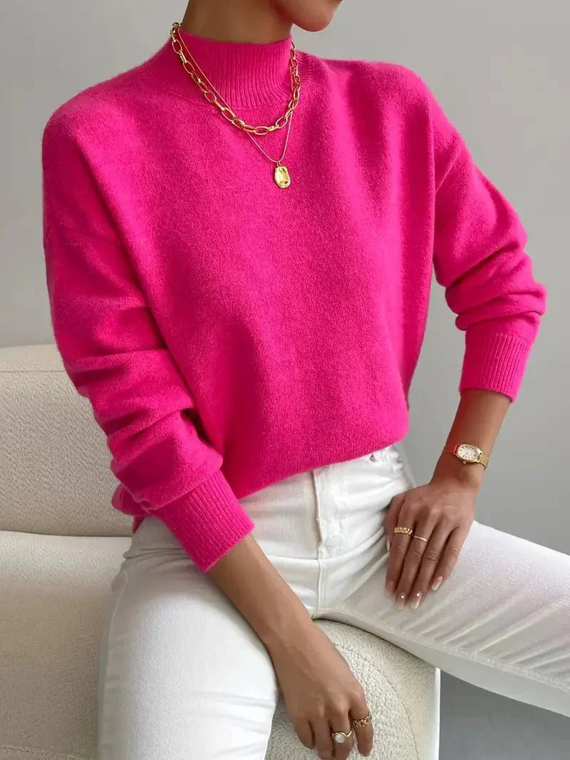 Pull Élise Femme | Maille Douce, Col Rond Montant 6