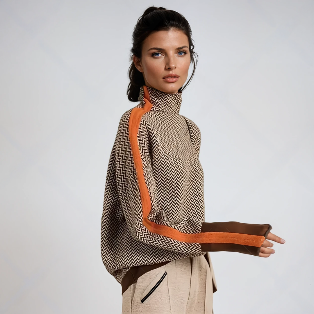 Pull Montant Rayé Clara | Design Moderne, Col Montant, Confort Optimal 0