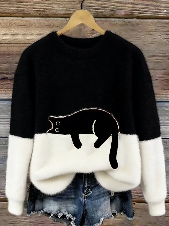 Pull Saphira | Motif Chat & Confort Décontracté 2