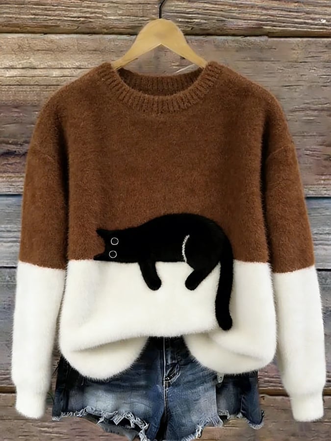 Pull Saphira | Motif Chat & Confort Décontracté 8