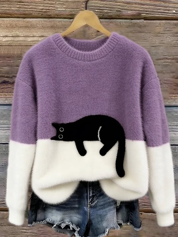 Pull Saphira | Motif Chat & Confort Décontracté 9