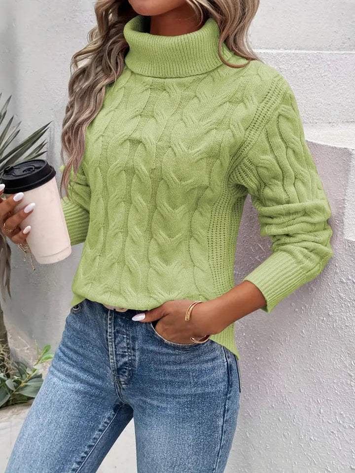 Pull Torsadé Lila pour Femme | Col Roulé, Manches Longues 7