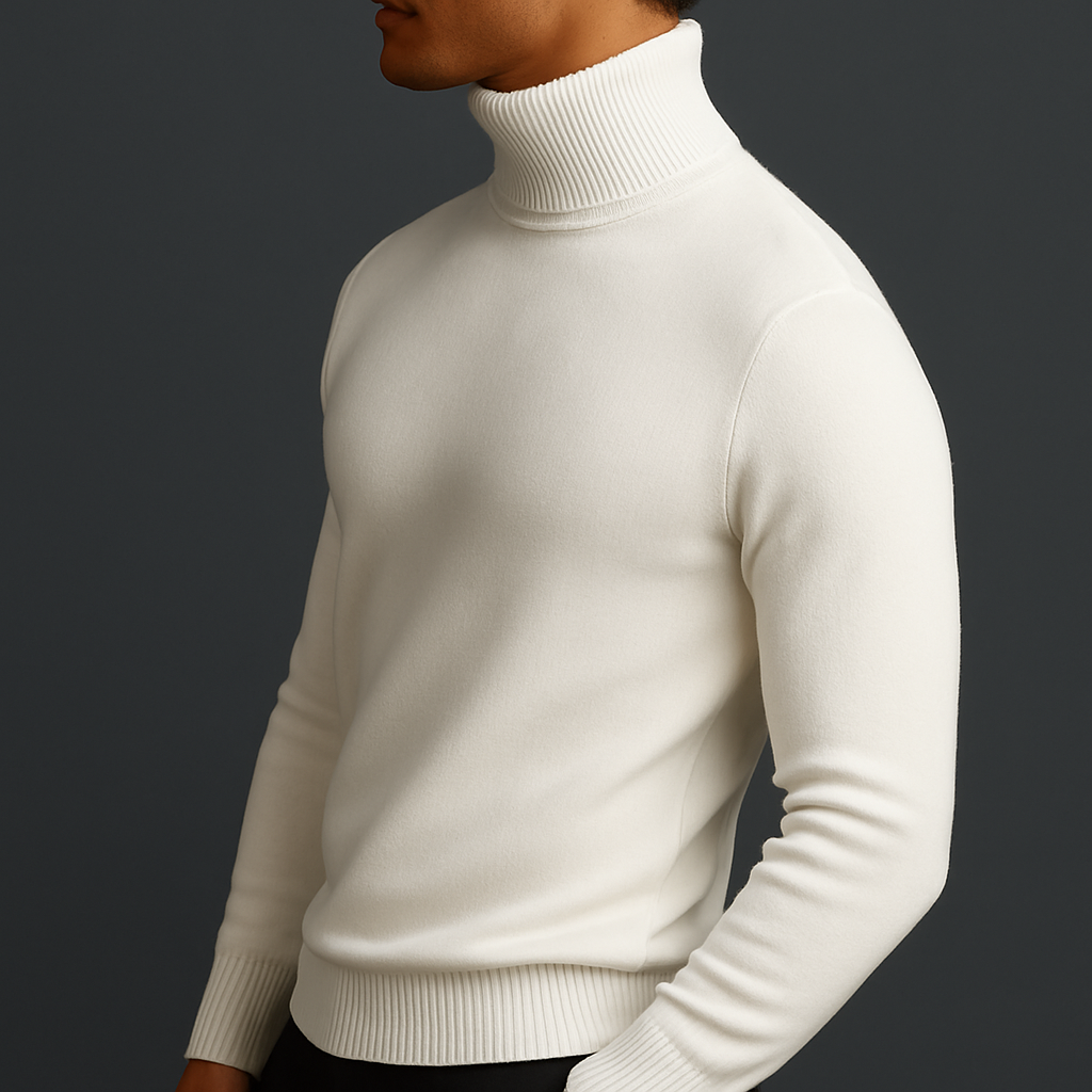 Pull col roulé Noir Laurent | Élégance intemporelle en laine douce pour homme et femme 7
