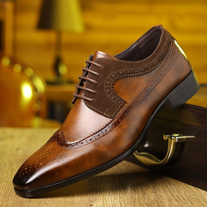 Richelieu Perforé Hugo | Cuir Véritable, Laçage Fermé & Bout Allongé 0