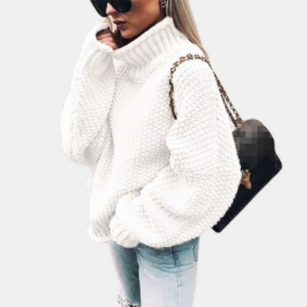 Pull Torsadé Emma Femme | Col Roulé Oversize, Maille Épaisse 0