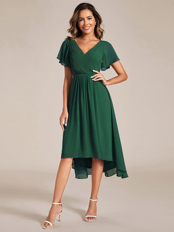 Robe Aline Chic | Robe de Soirée Fluide, Col V Élégant 11