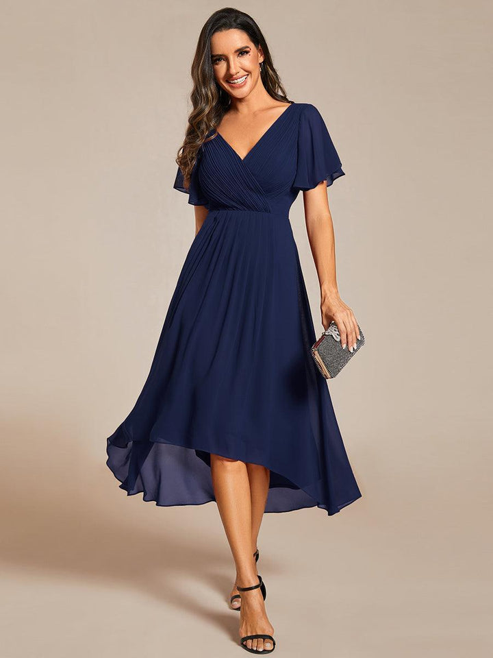 Robe Aline Chic | Robe de Soirée Fluide, Col V Élégant 3