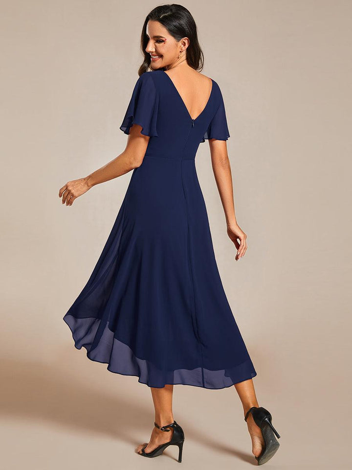 Robe Aline Chic | Robe de Soirée Fluide, Col V Élégant 4