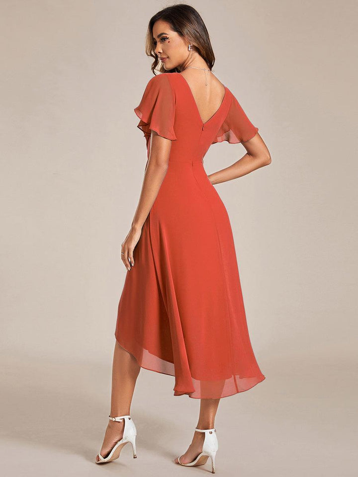 Robe Aline Chic | Robe de Soirée Fluide, Col V Élégant 6