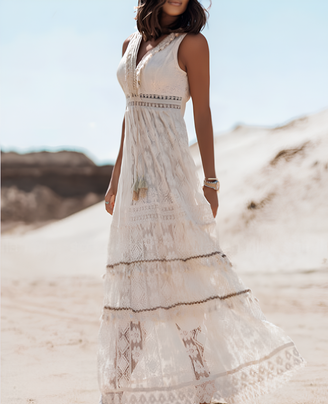Robe Amandine Bohème | Robe de Soirée en Dentelle Blanche, Coupe Flatteuse 1