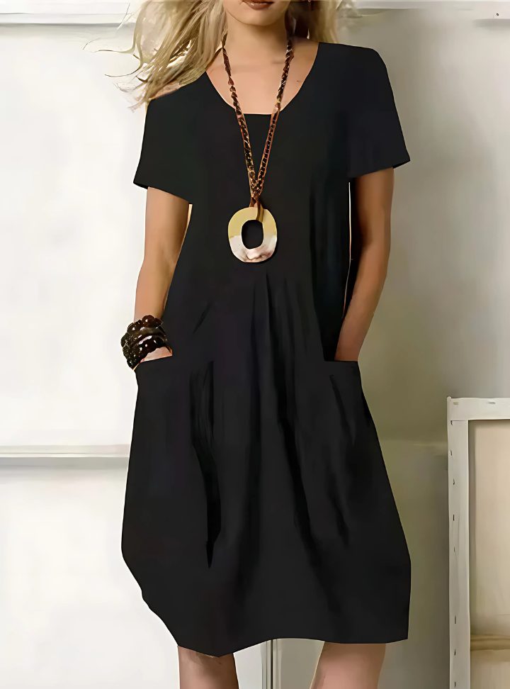 Robe Angelika | Robe Midi Femme Chic en Polyester avec Poches Pratiques 1