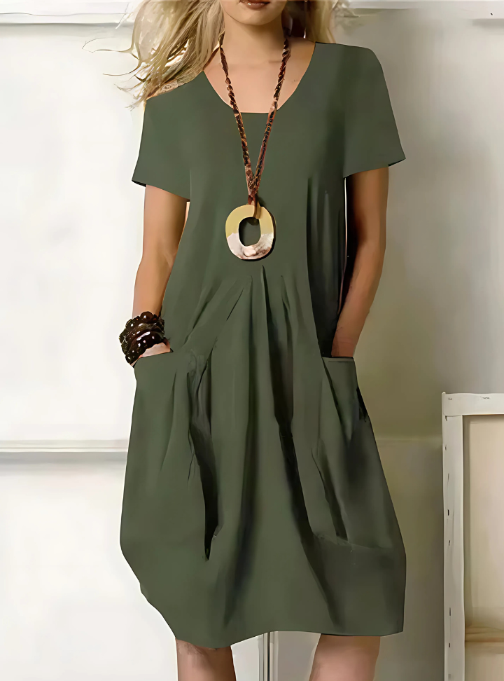 Robe Angelika | Robe Midi Femme Chic en Polyester avec Poches Pratiques 2
