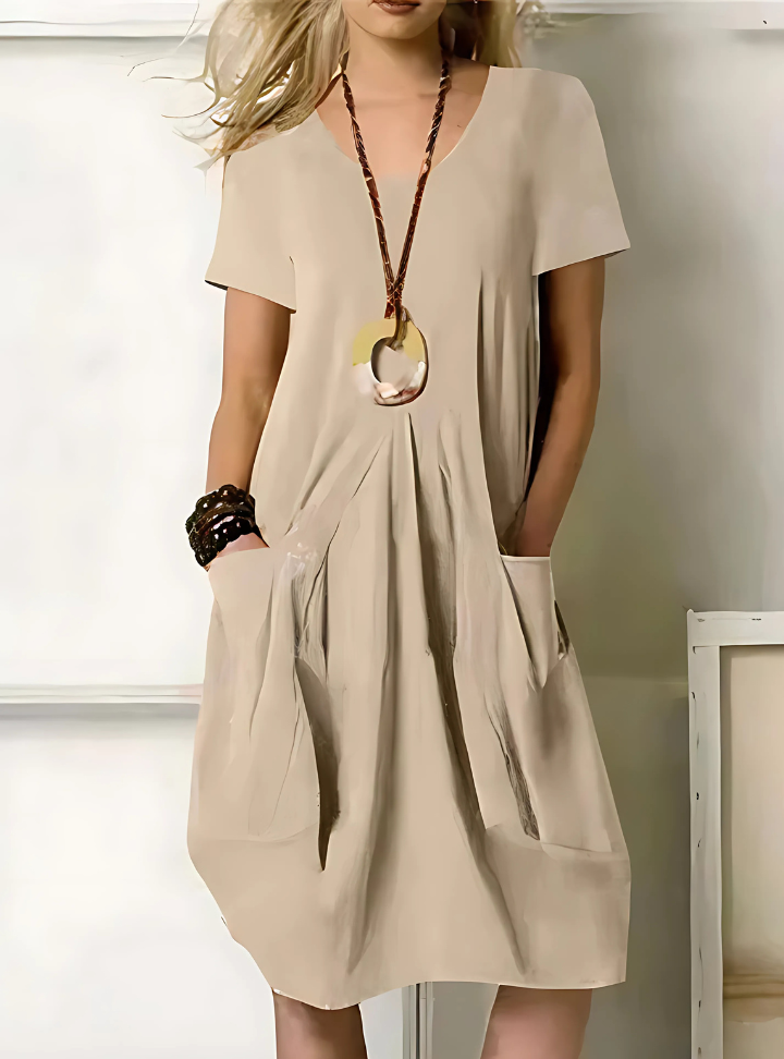 Robe Angelika | Robe Midi Femme Chic en Polyester avec Poches Pratiques 3