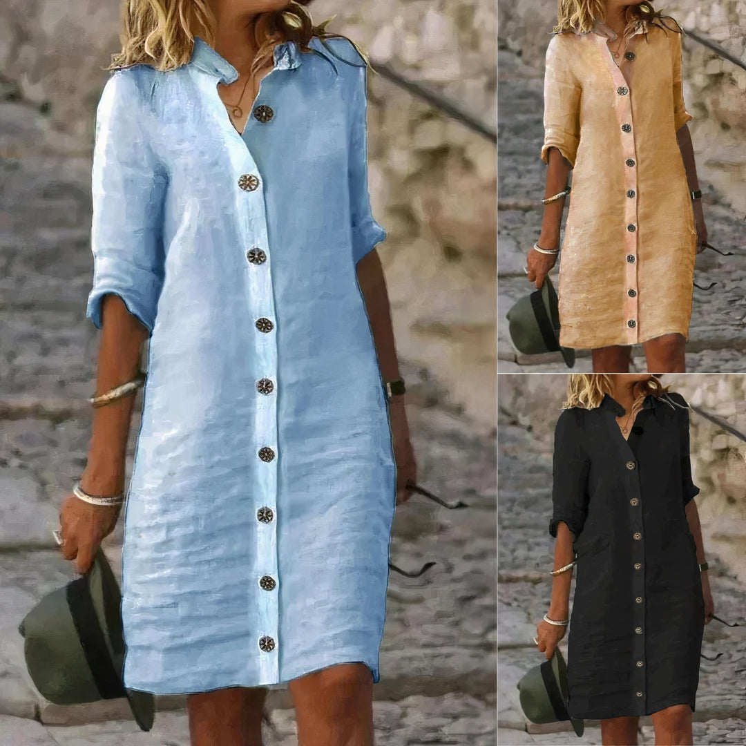 Robe Chemise Amanda Femme | 100 % Lin Respirant, Coupe Classique 4