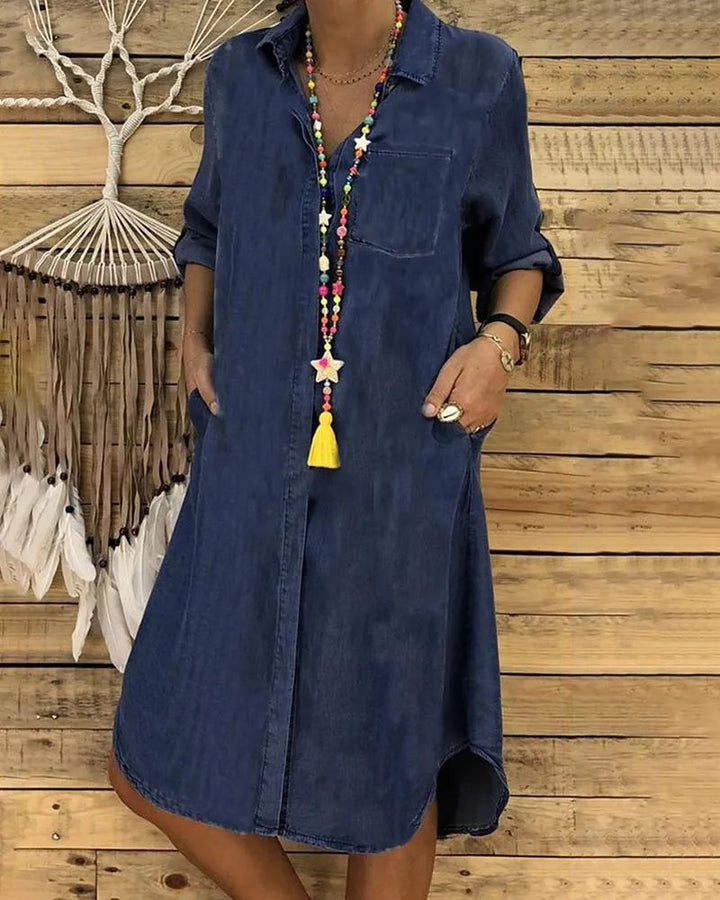 Robe Chemise Ample Vintage | Denim Léger, Style Chic Décontracté 1