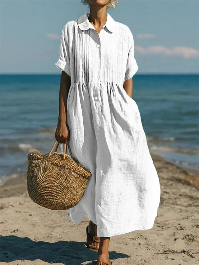 Robe Chemise Léna | Coton Fluide, Style Décontracté Femme 0