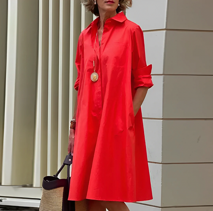 Robe Chemise Lisette Femme | Coupe Fluide en Coton et Lin, Poches Latérales 0