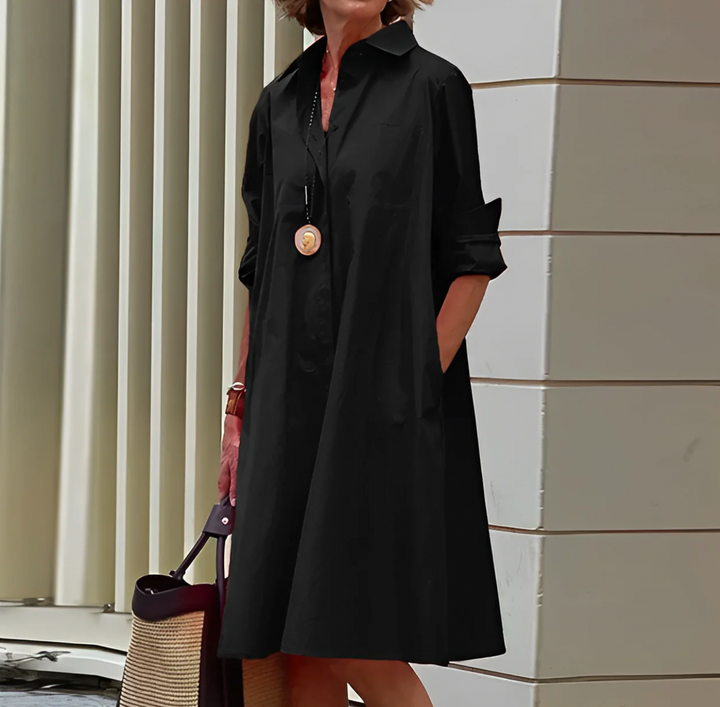 Robe Chemise Lisette Femme | Coupe Fluide en Coton et Lin, Poches Latérales 2