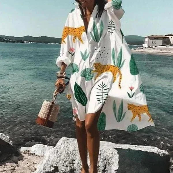 Robe Chemise Longue Bella Femme | Tissu Léger, Manches Longues, Blanche 2