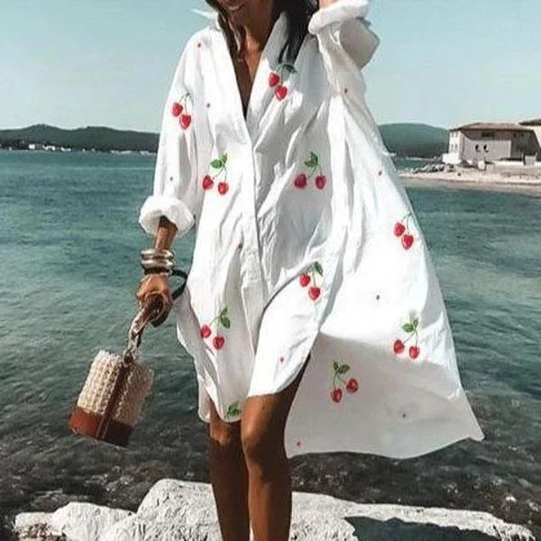Robe Chemise Longue Bella Femme | Tissu Léger, Manches Longues, Blanche 6