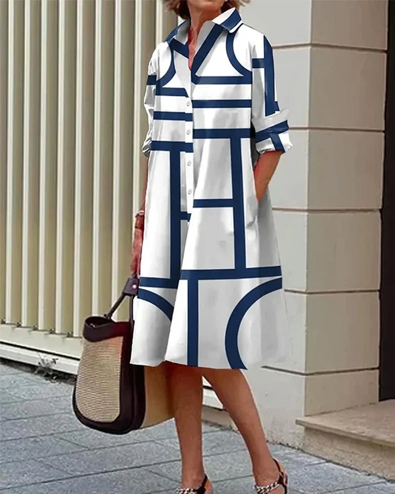 Robe Cléophée Longue Femme | Imprimé Géométrique, Poches Pratiques 0