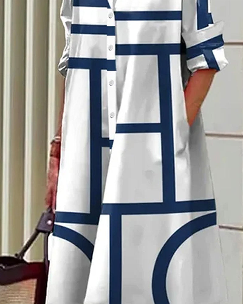 Robe Cléophée Longue Femme | Imprimé Géométrique, Poches Pratiques 1
