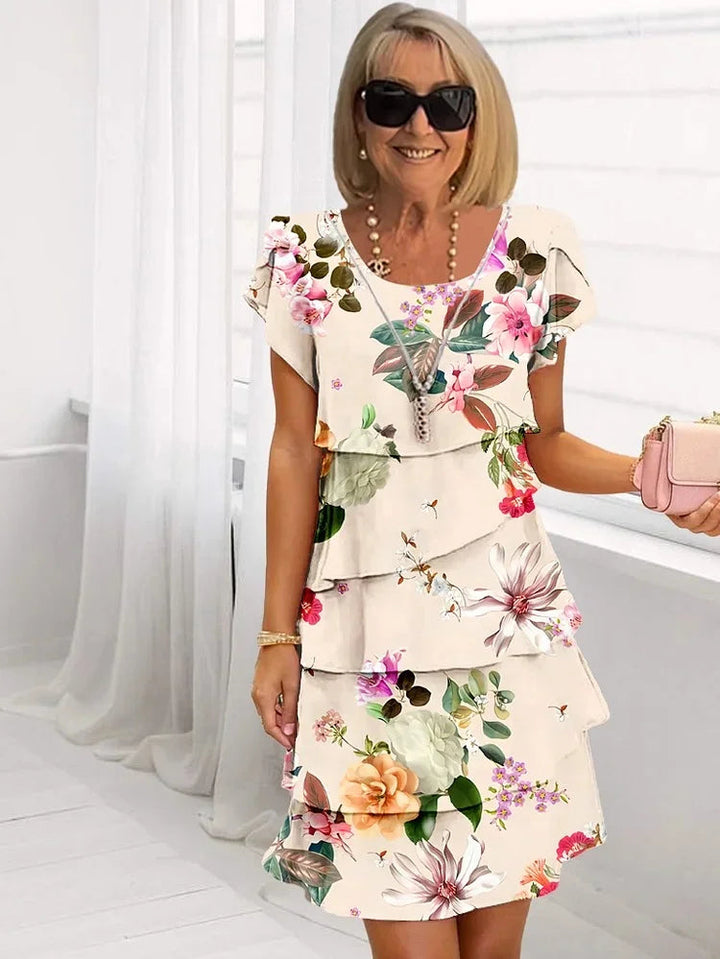 Robe Florale Élégante | Coupe Flatteuse, Manches Courtes, Tissu Léger 0
