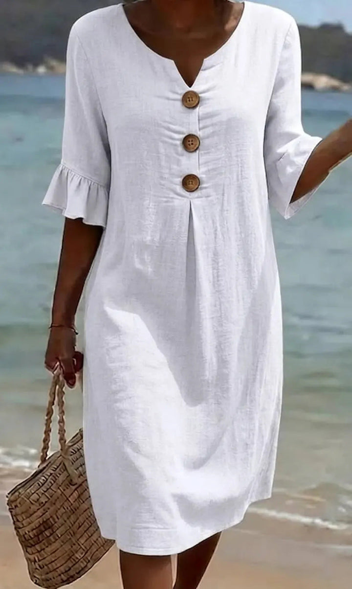 Robe Livia Estivale | Coton et Lin, Manches Volantées 0
