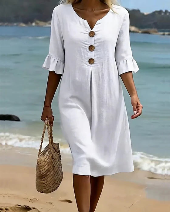 Robe Livia Estivale | Coton et Lin, Manches Volantées 1