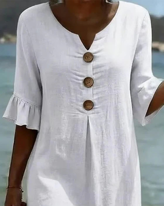 Robe Livia Estivale | Coton et Lin, Manches Volantées 2