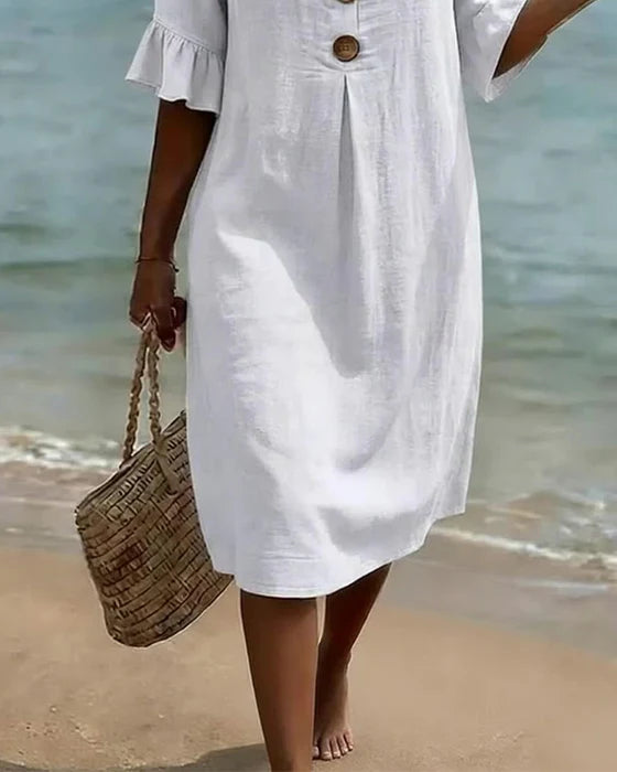 Robe Livia Estivale | Coton et Lin, Manches Volantées 3