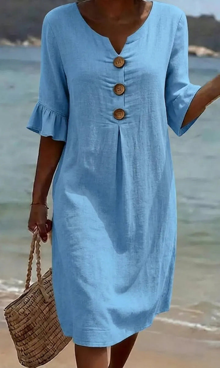 Robe Livia Estivale | Coton et Lin, Manches Volantées 5
