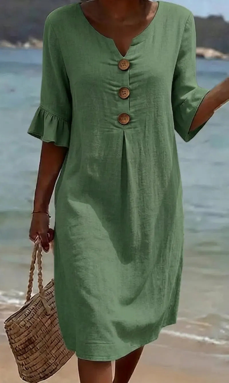 Robe Livia Estivale | Coton et Lin, Manches Volantées 7