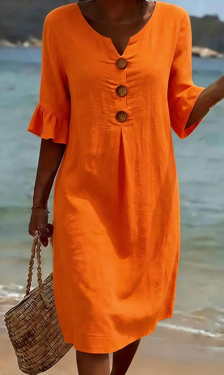 Robe Livia Estivale | Coton et Lin, Manches Volantées 8
