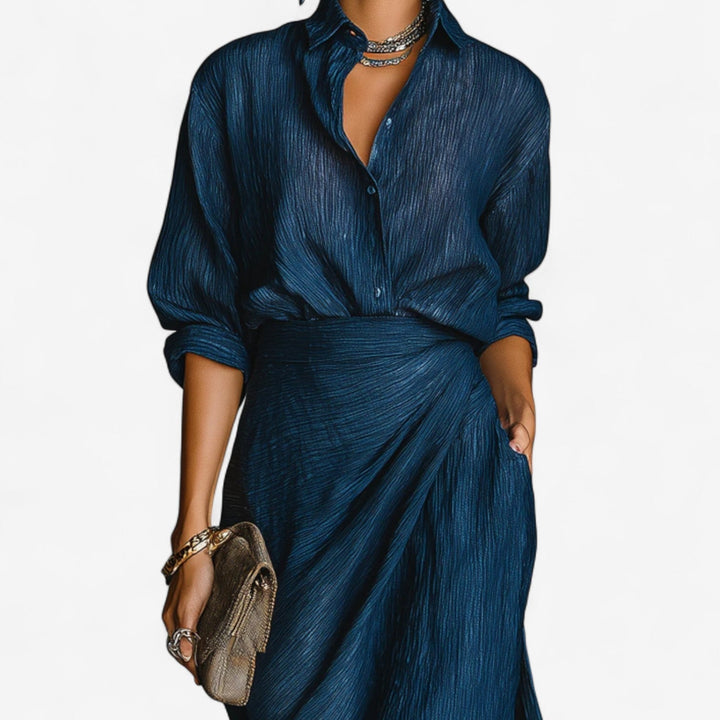 Robe Livia Longue Femme | Design Chemise, Coupe Portefeuille, Manches Longues 3