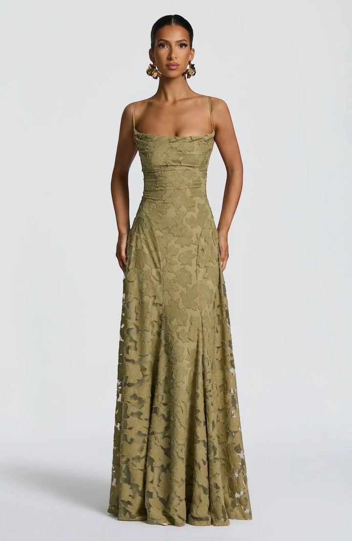 Robe Longue Été Femme Lila | Dentelle Texturée, Dos Nu à Lacets 1