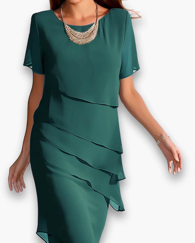 Robe Longue Lila Femme | Tissu Léger et Fluide, Volants Asymétriques 1