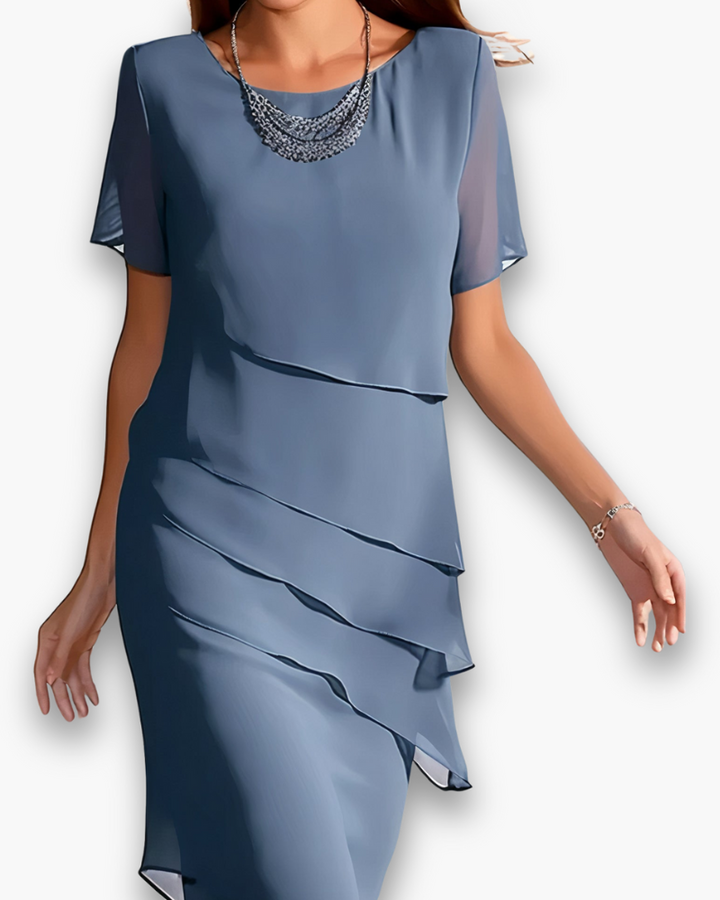 Robe Longue Lila Femme | Tissu Léger et Fluide, Volants Asymétriques 2