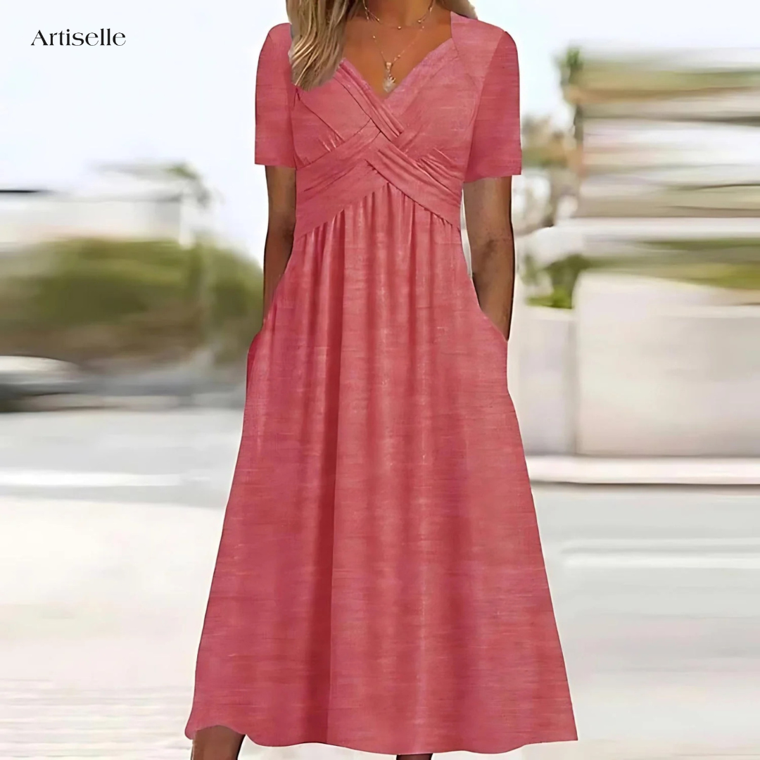 Robe Midi Alena | Élégante, Couverture Ventre Intégrée en Polyester 3
