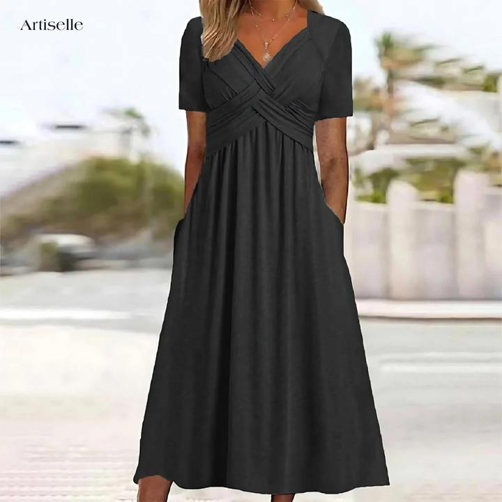 Robe Midi Alena | Élégante, Couverture Ventre Intégrée en Polyester 4