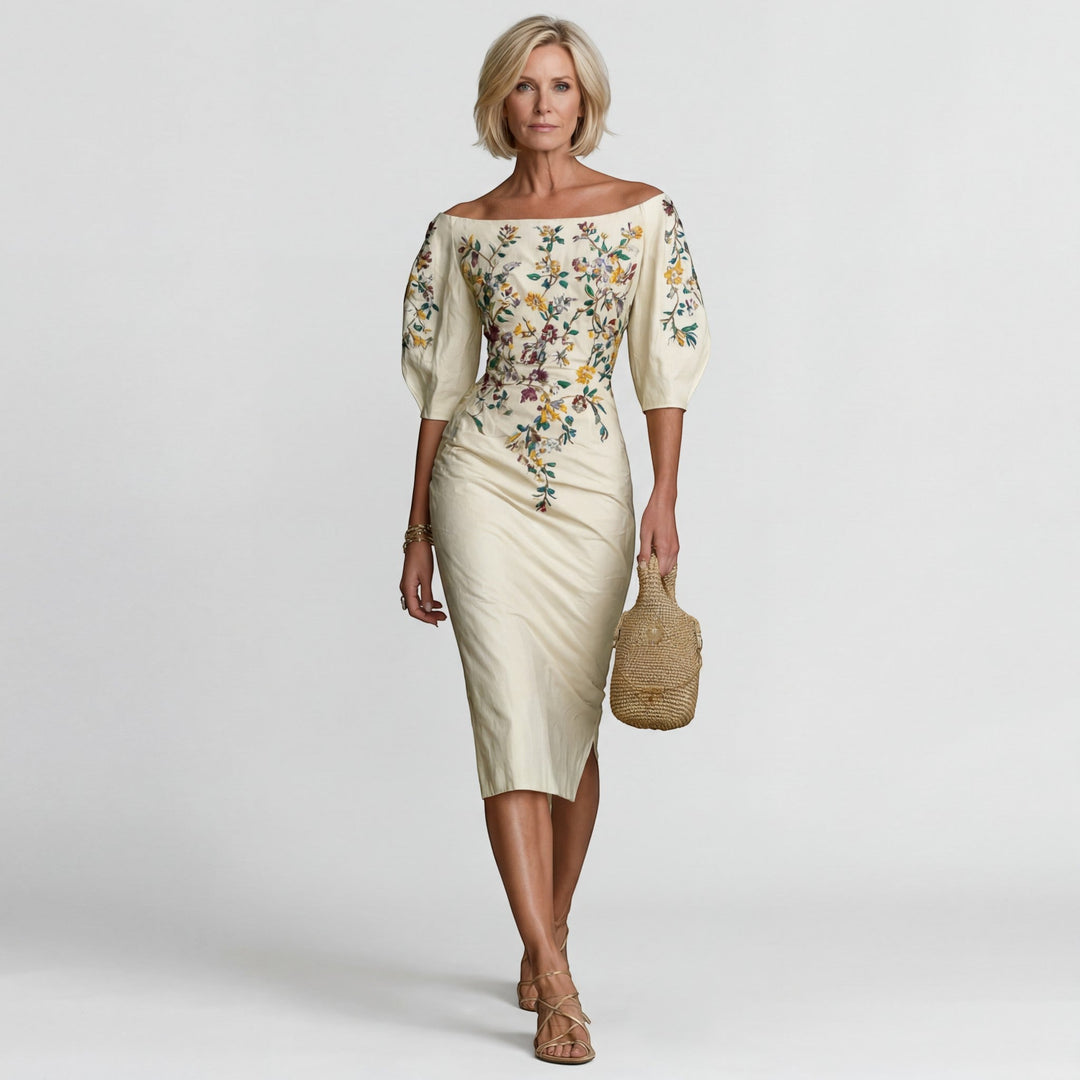 Robe Midi Éva Femme | Épaules Dénudées, Coupe Ajustée Chic 0